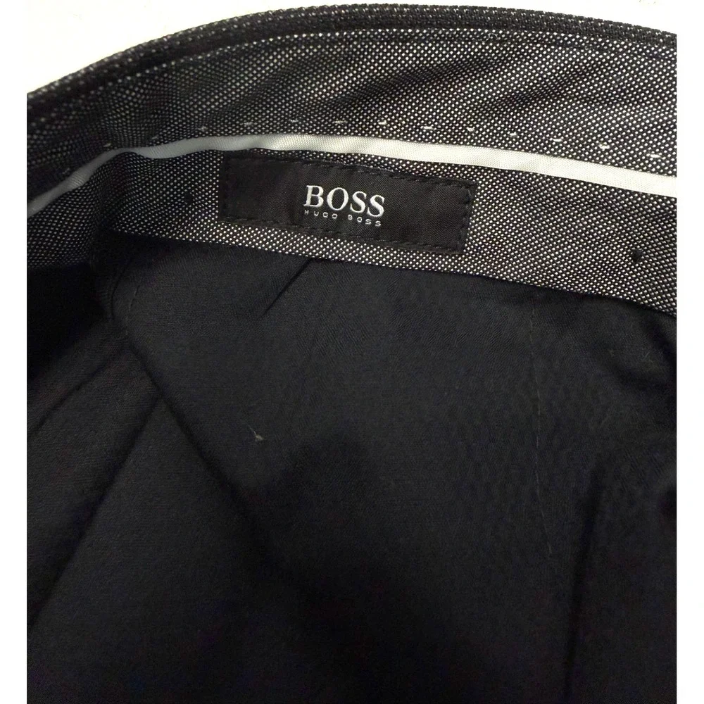Hugo Boss 34x30 Leenon1 Charcoal Black Micro Check Dress Suit Pants Trousers - Picture 9 of 9